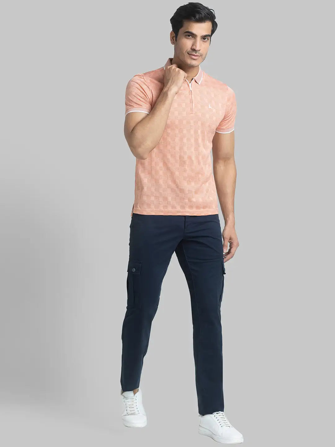 Parx Men White Solid Slim Fit Cotton Full Sleeve Mandrine Collar Shirt