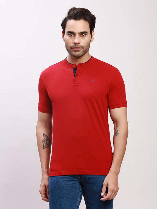 Parx Men Green Solid Regular Fit Cotton Blend T-Shirt