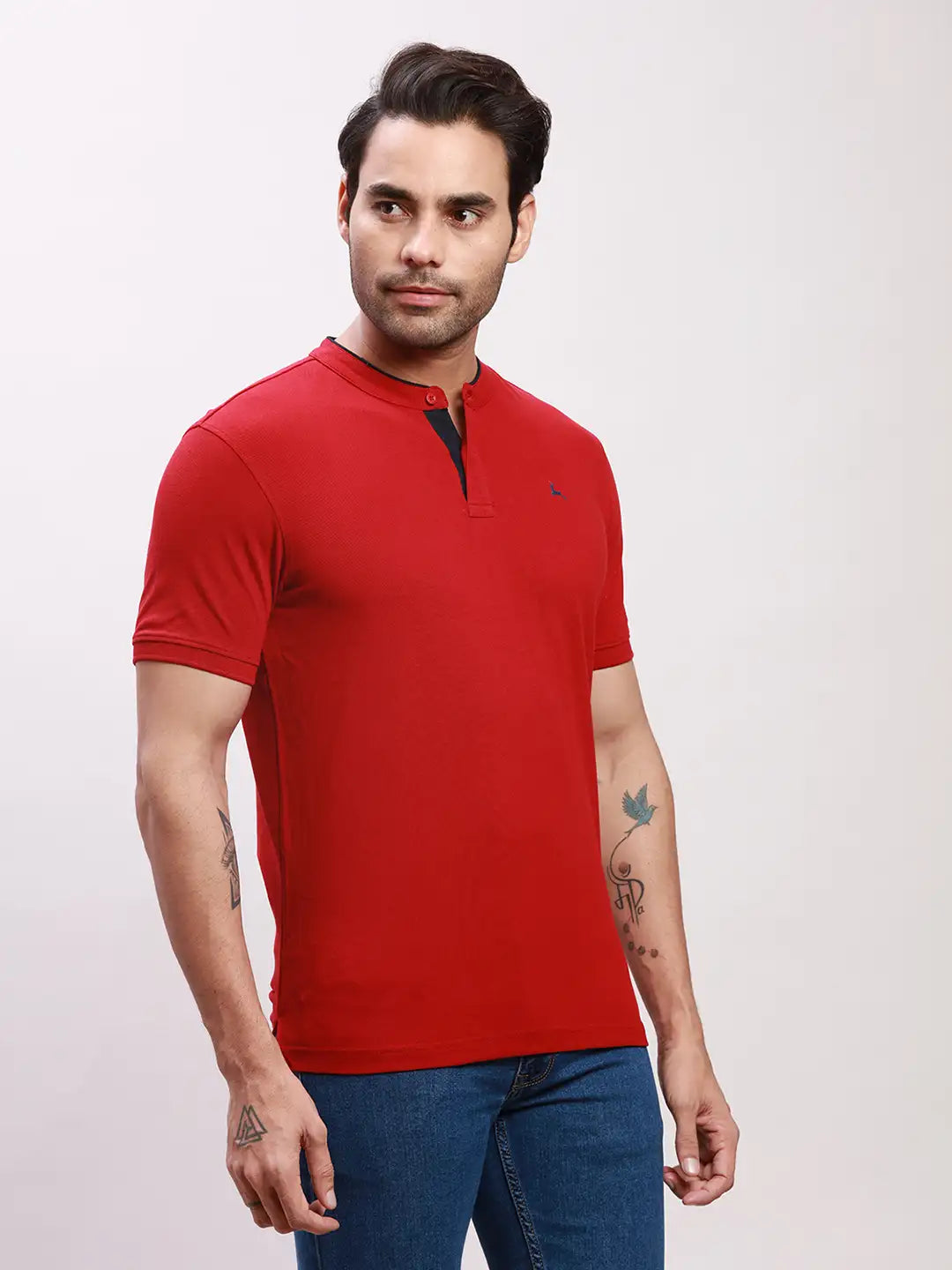 Parx Men Green Solid Regular Fit Cotton Blend T-Shirt