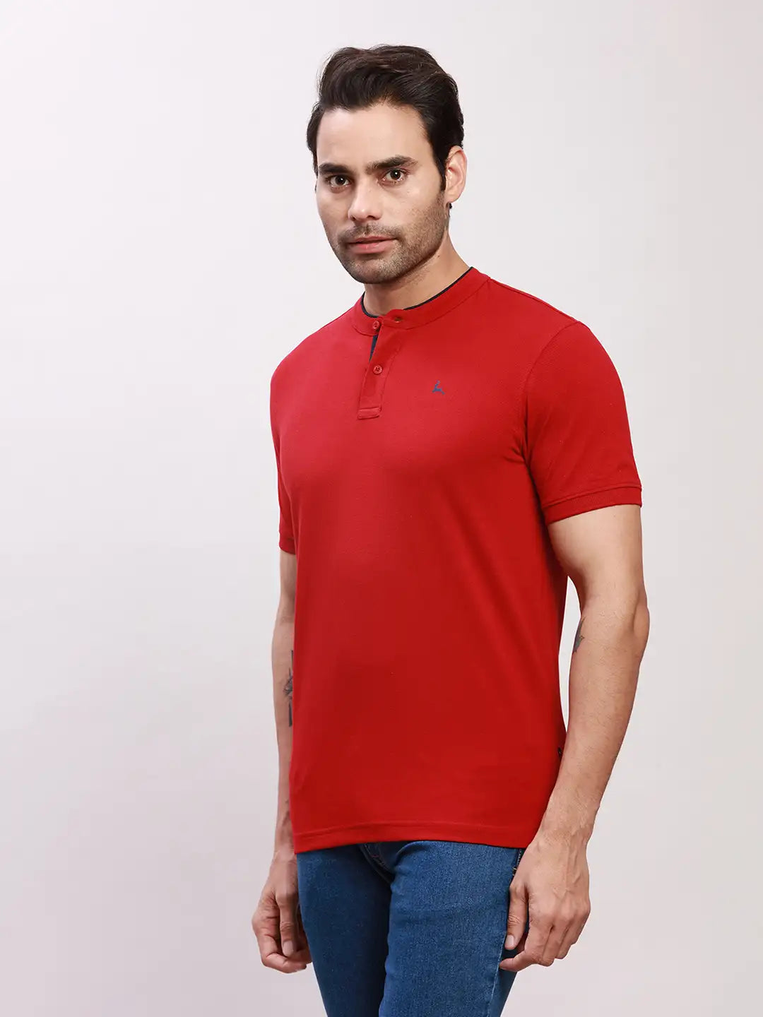 Parx Men Green Solid Regular Fit Cotton Blend T-Shirt