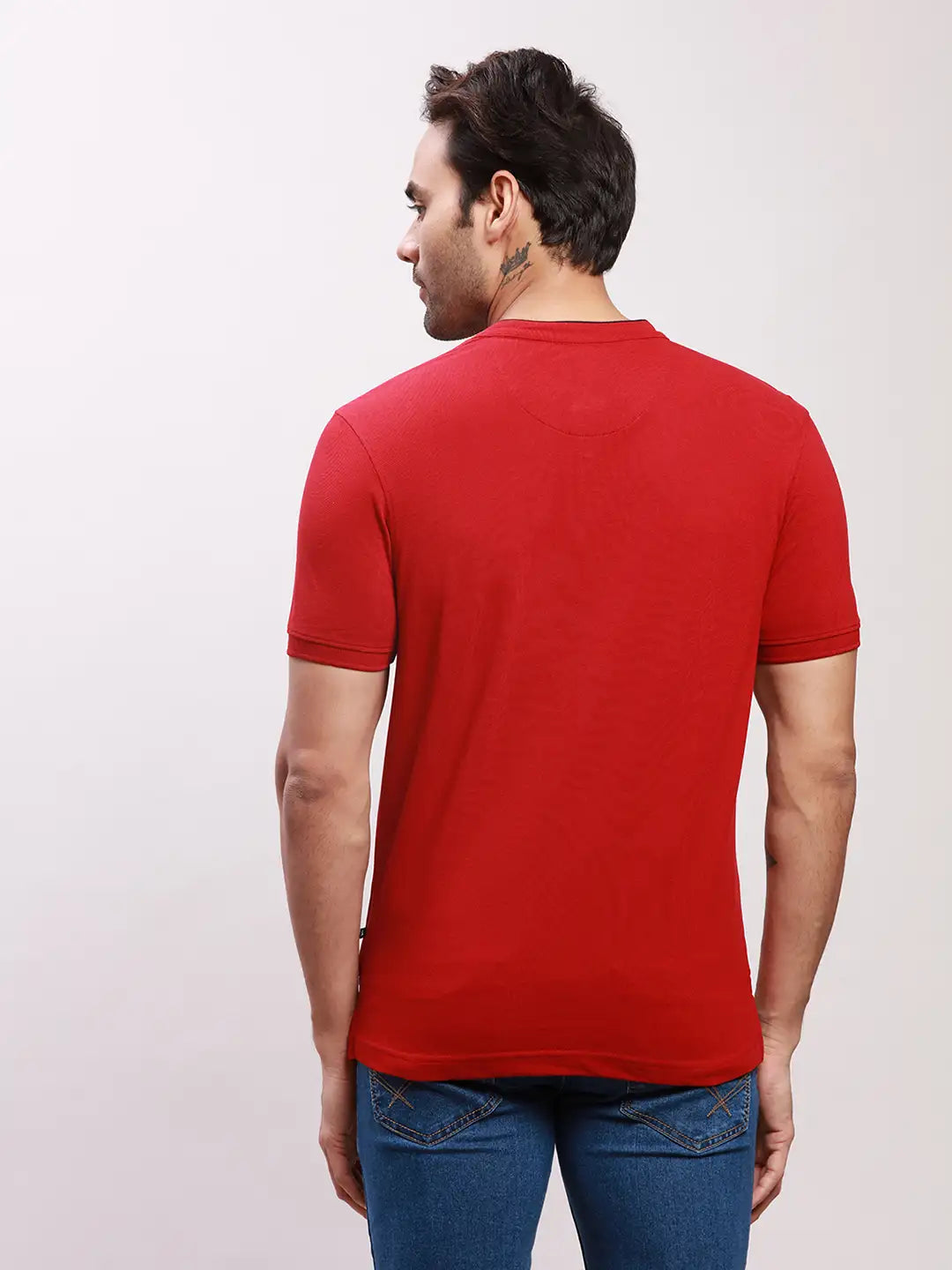 Parx Men Green Solid Regular Fit Cotton Blend T-Shirt