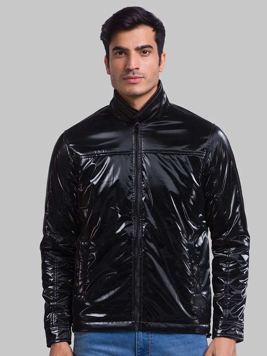 Men Black Solid Polyester Full Sleeve Jackets – MyRaymond