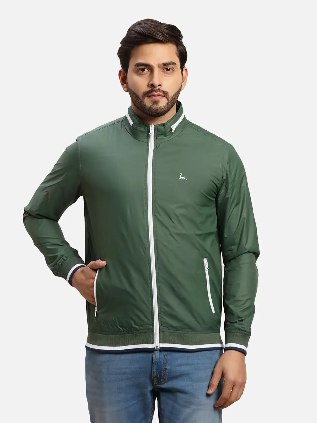 Parx Men Blue Solid Polyester Full Sleeve Jacket