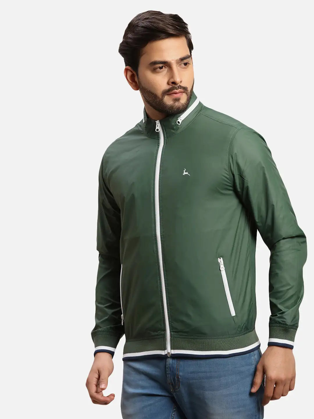 Parx Men Blue Solid Polyester Full Sleeve Jacket