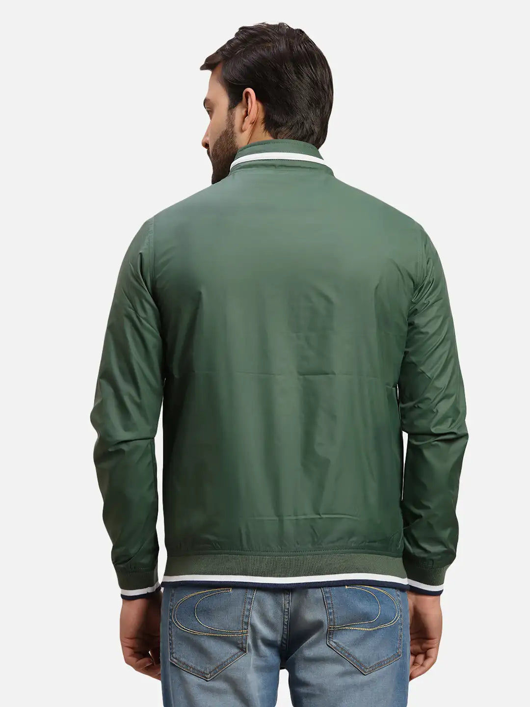 Parx Men Blue Solid Polyester Full Sleeve Jacket