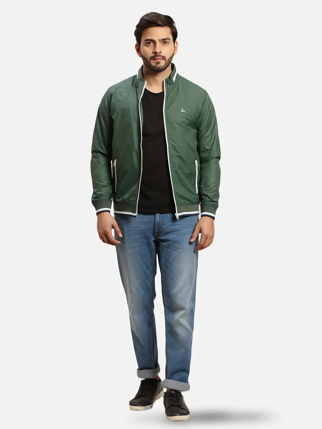 Parx Men Blue Solid Polyester Full Sleeve Jacket