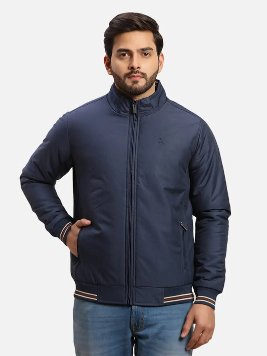 Parx Men Orange Solid Polyester Full Sleeve Jacket