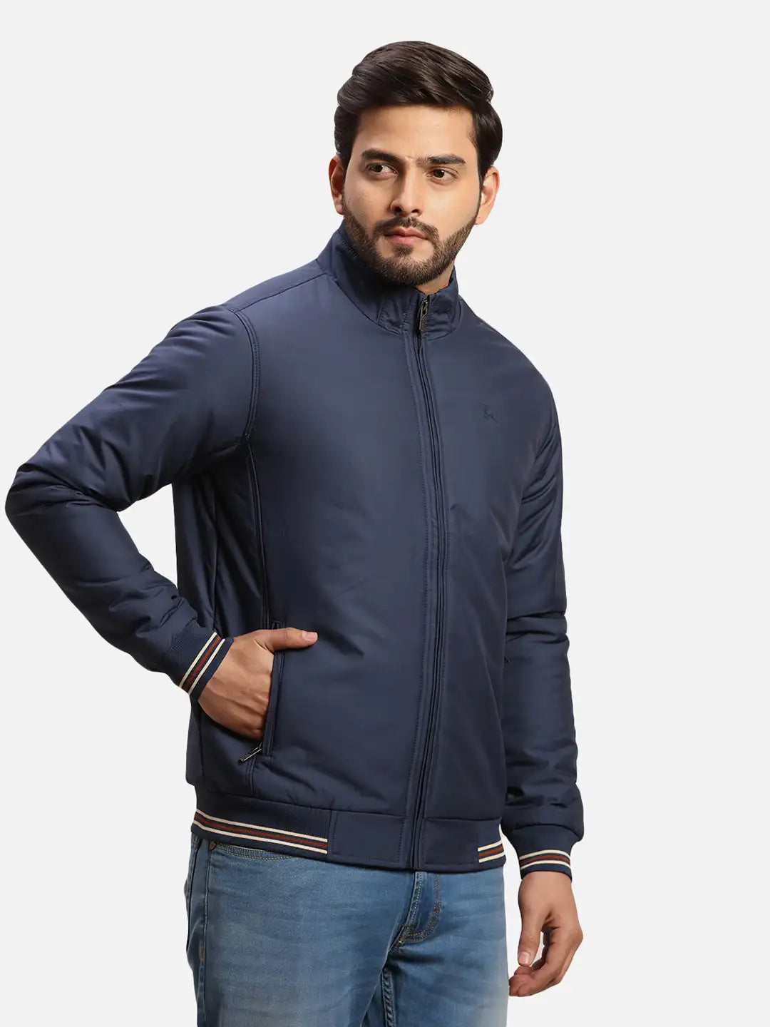 Parx Men Orange Solid Polyester Full Sleeve Jacket