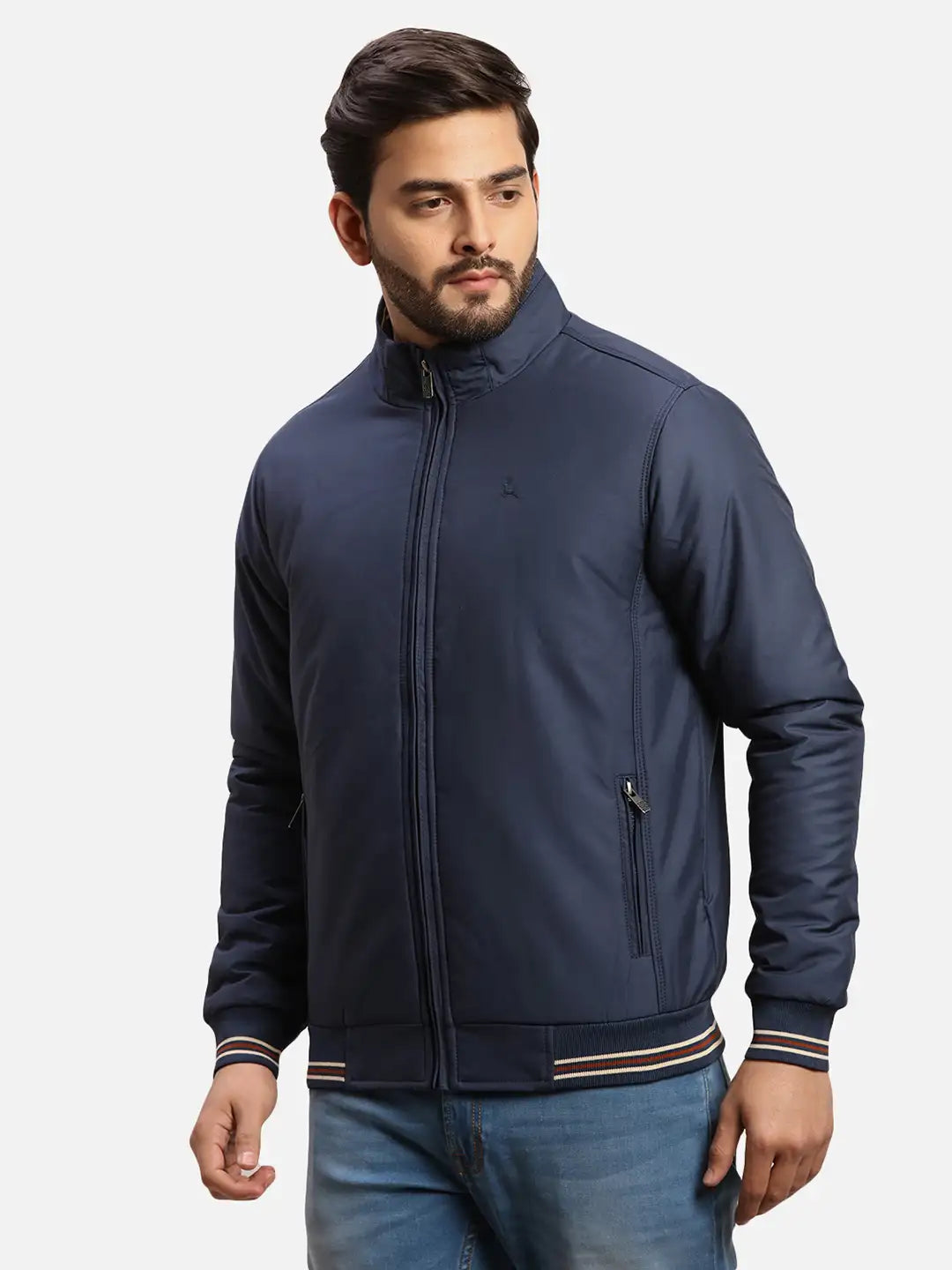 Parx Men Orange Solid Polyester Full Sleeve Jacket