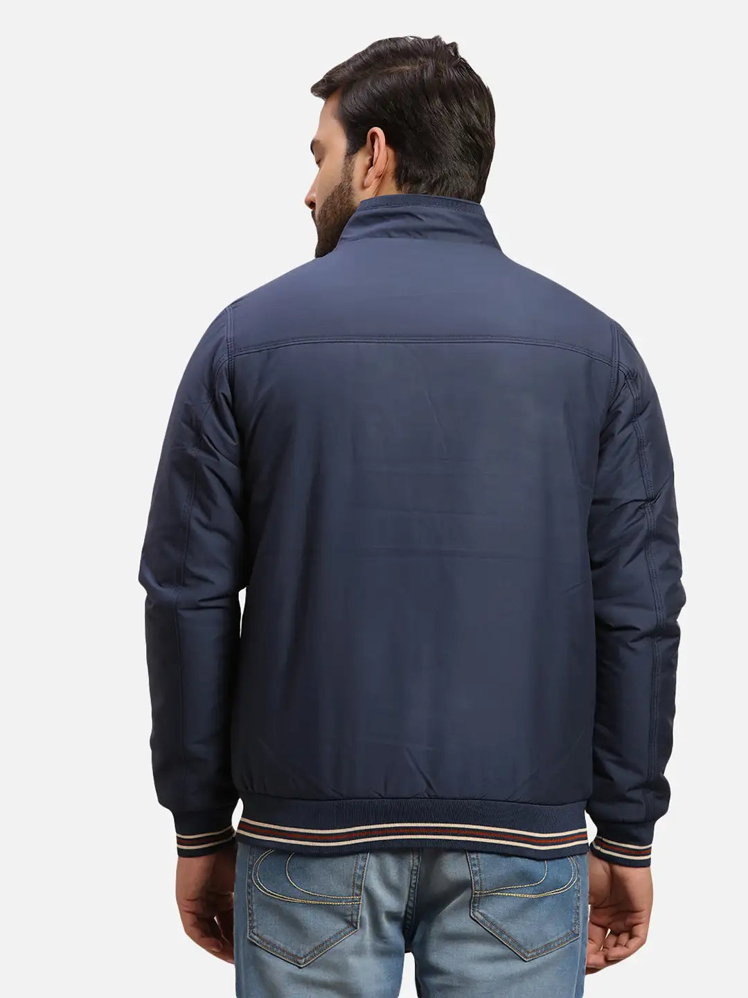 Parx Men Orange Solid Polyester Full Sleeve Jacket