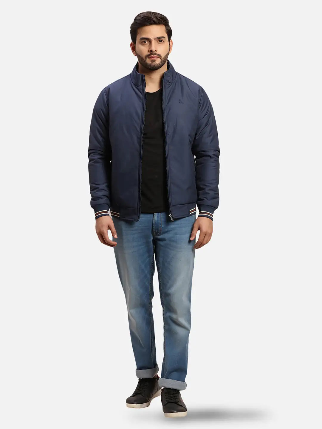 Parx Men Orange Solid Polyester Full Sleeve Jacket