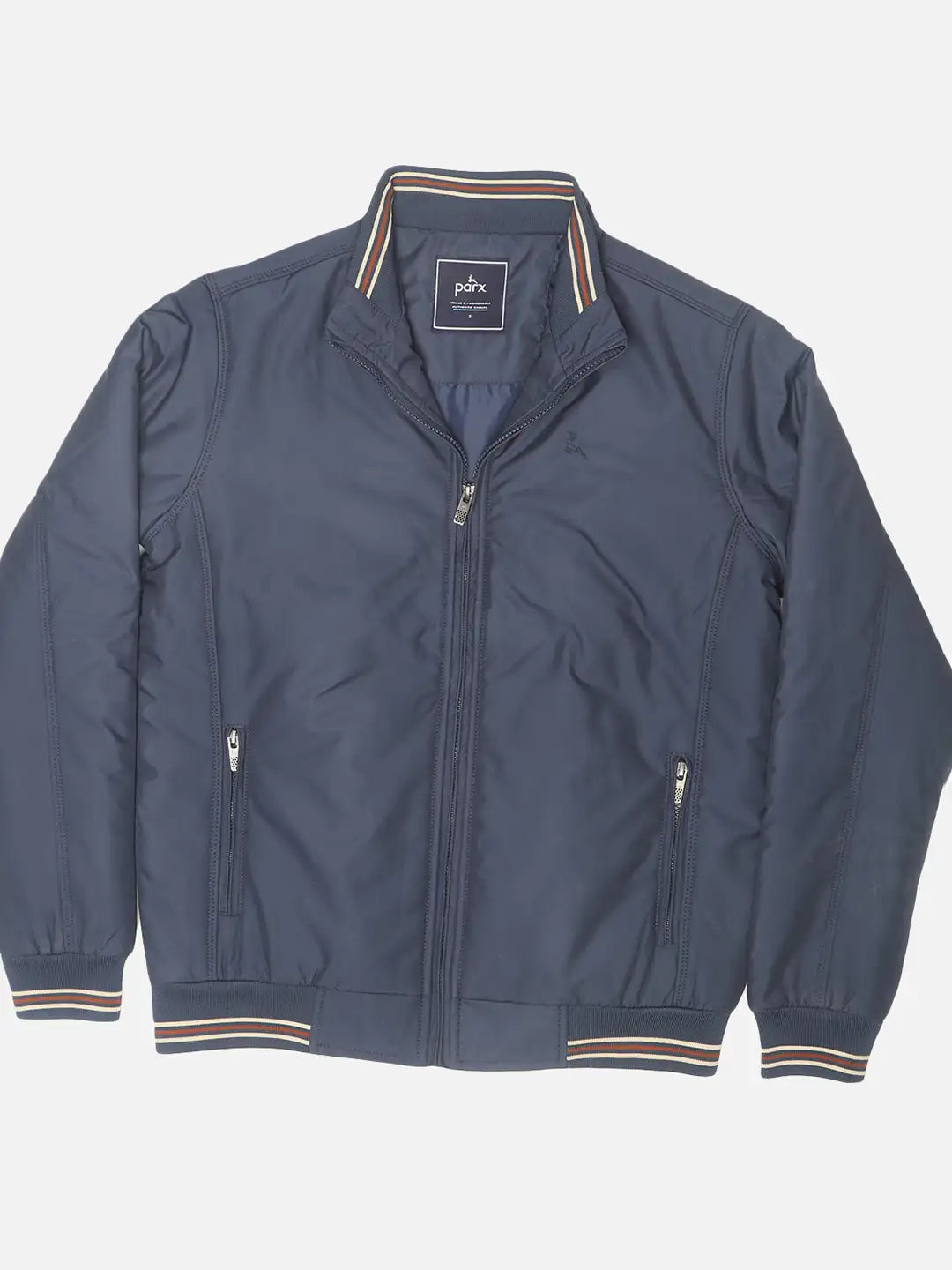 Parx Men Orange Solid Polyester Full Sleeve Jacket