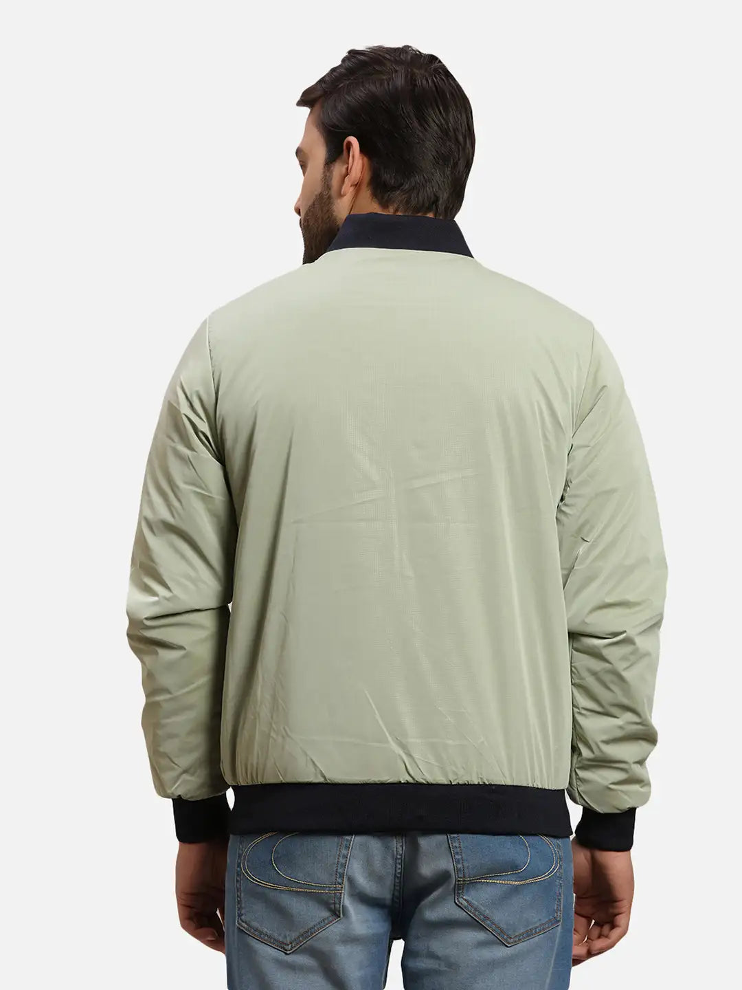 Parx Men Green Solid Polyester Full Sleeve Jacket
