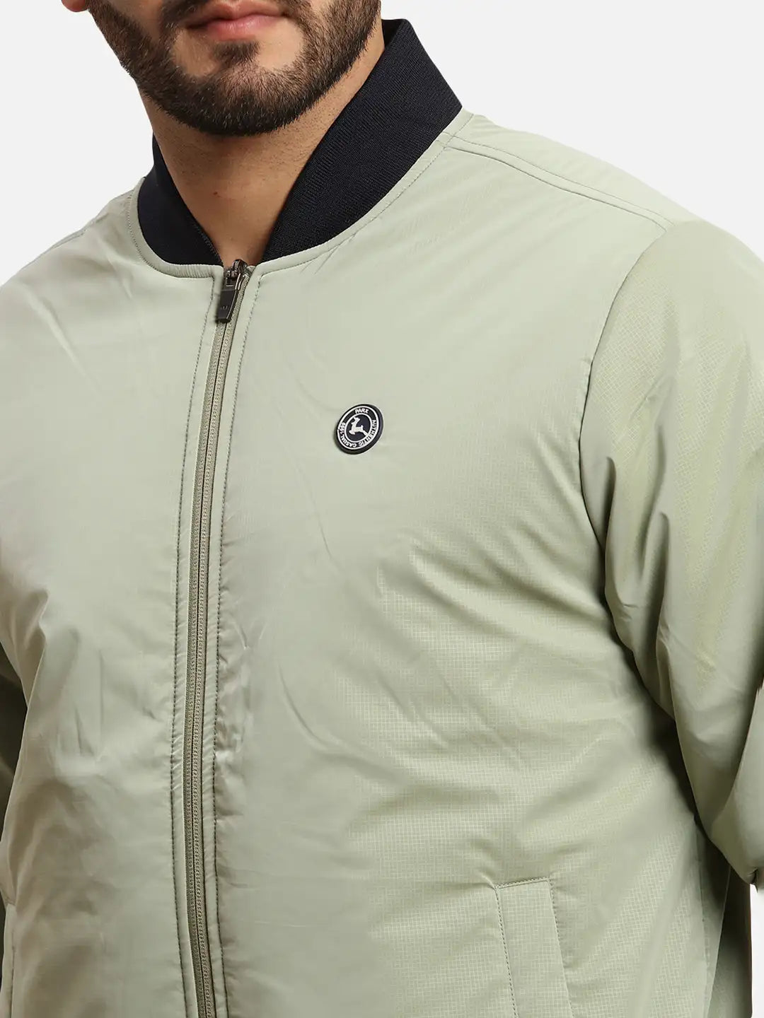 Parx Men Green Solid Polyester Full Sleeve Jacket