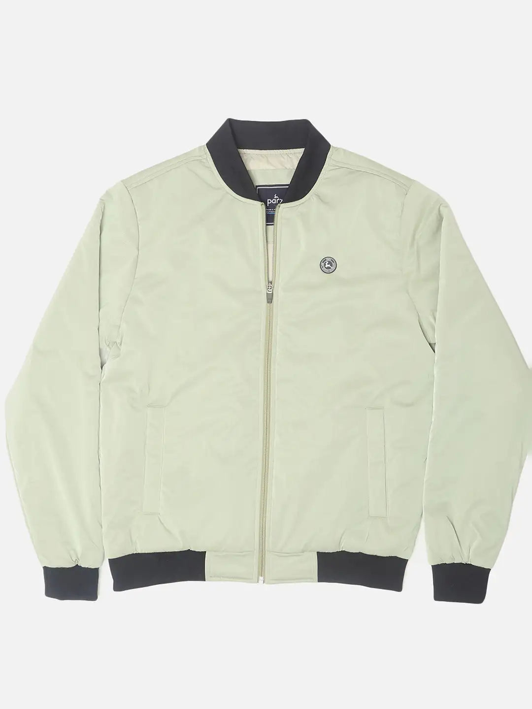 Parx Men Green Solid Polyester Full Sleeve Jacket