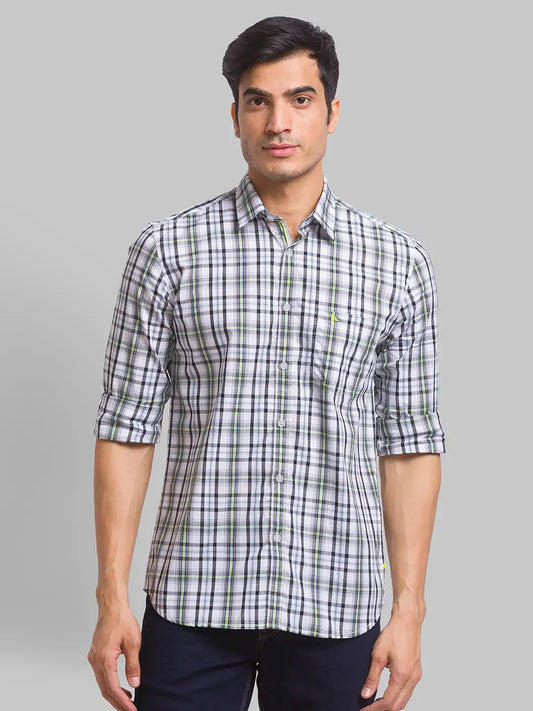 Men Slim Fit Light Green Shirt
