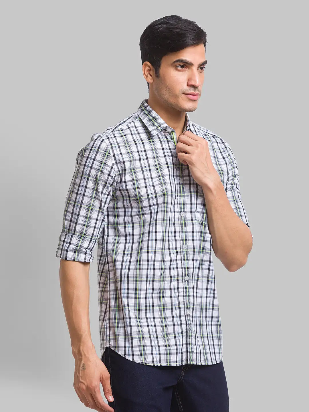 Men Slim Fit Light Green Shirt