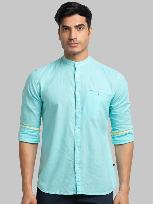 Men Slim Fit Blue Shirt