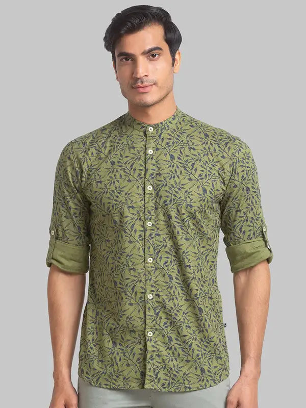 Men Slim Fit Yellow Shirt