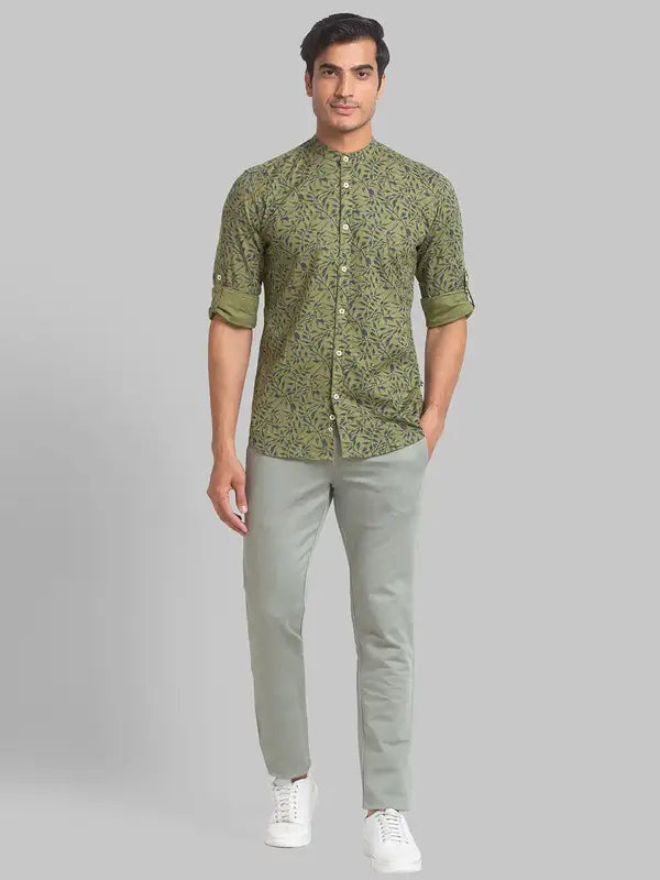 Men Slim Fit Yellow Shirt