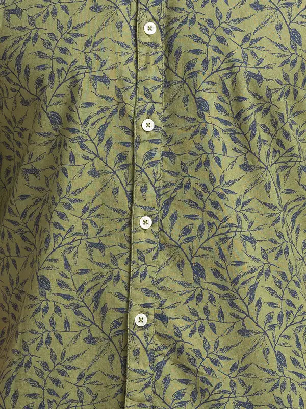 Men Slim Fit Yellow Shirt