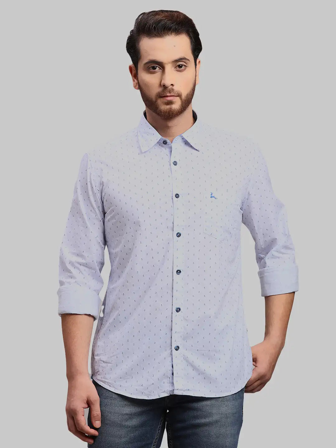 Men Slim Fit Light Green Shirt