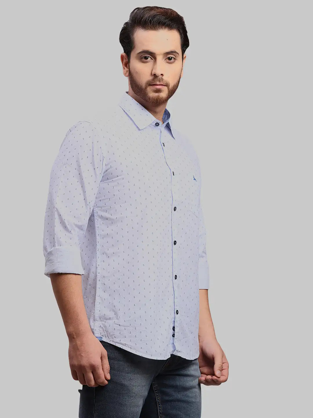 Men Slim Fit Light Green Shirt