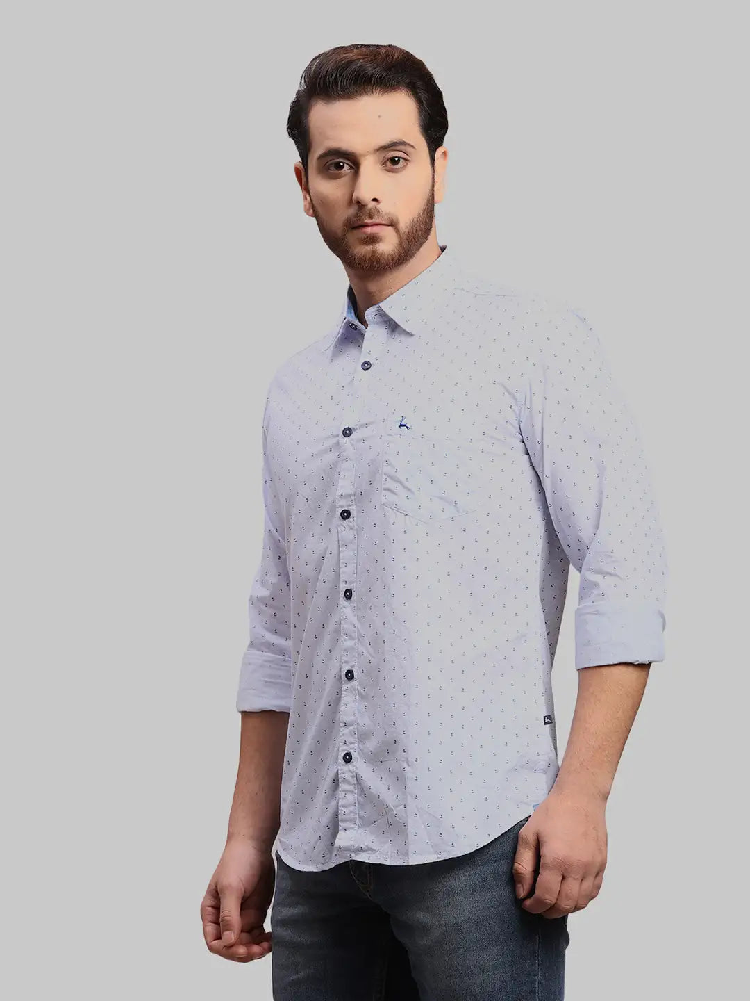 Men Slim Fit Light Green Shirt