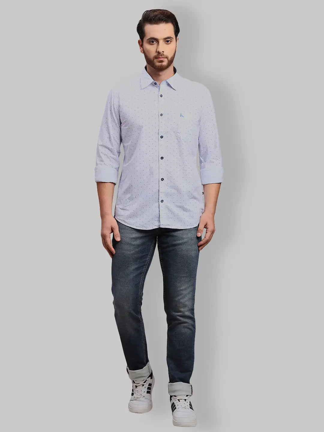 Men Slim Fit Light Green Shirt