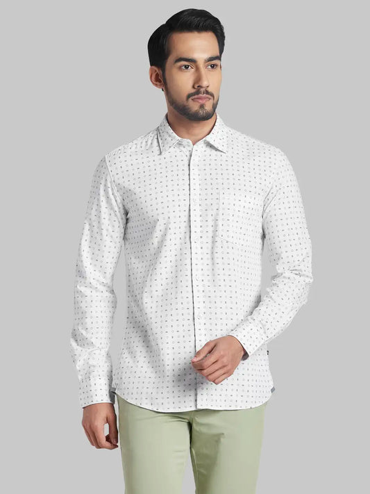 Men Slim Fit White Shirt