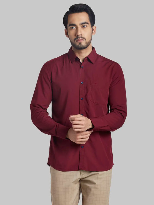 Men Slim Fit Medium Orange Shirt