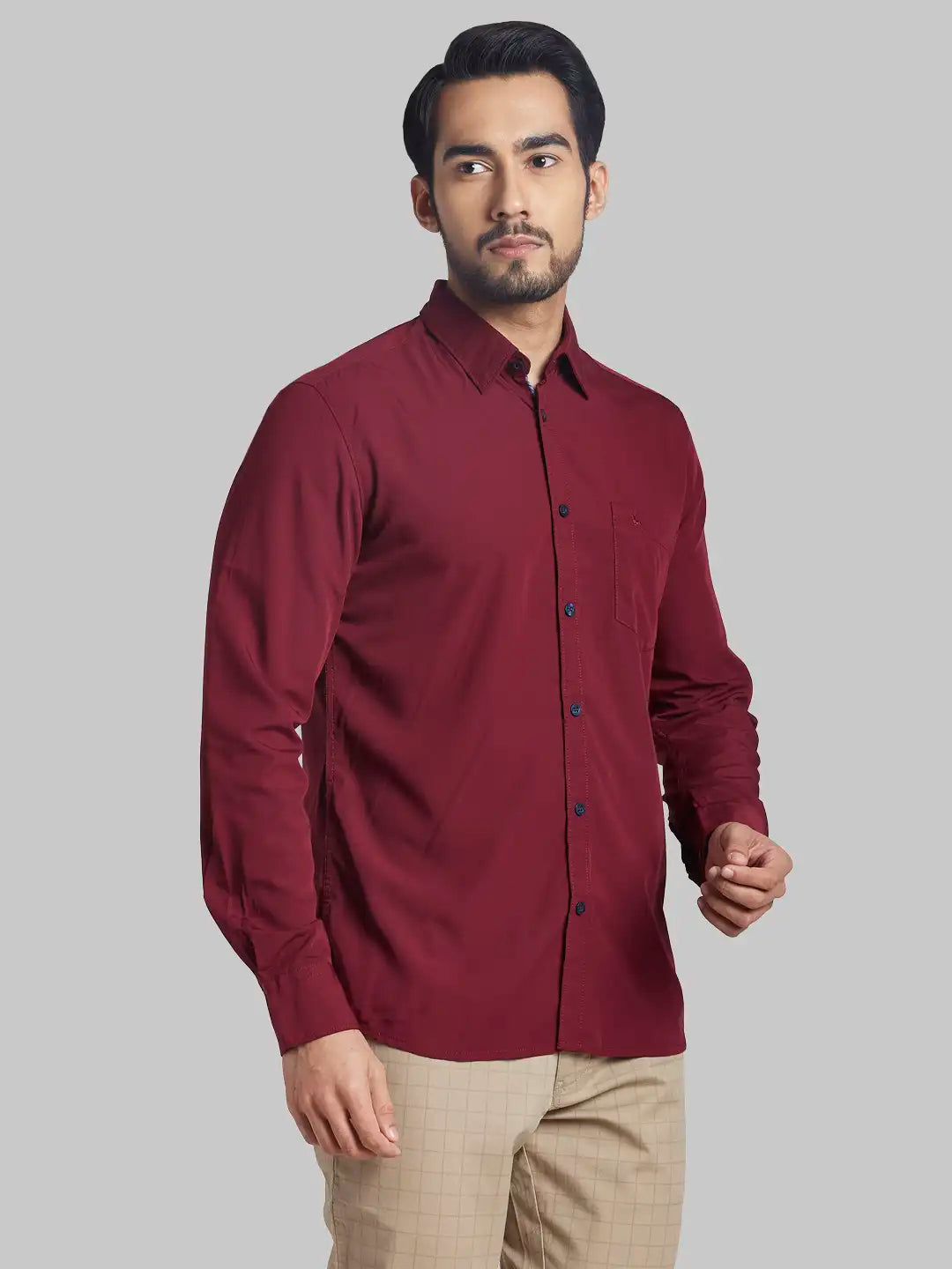Men Slim Fit Medium Orange Shirt
