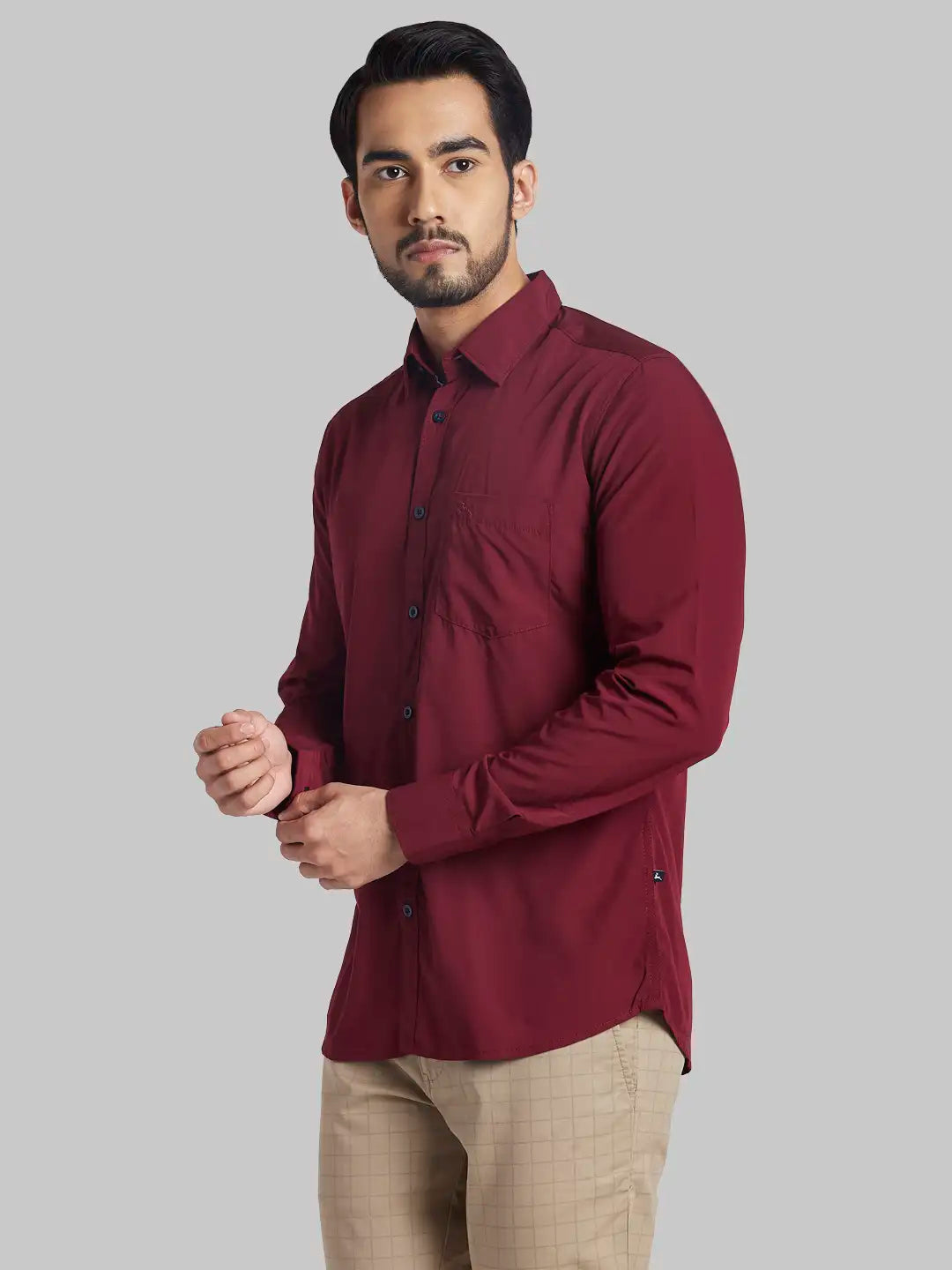 Men Slim Fit Medium Orange Shirt