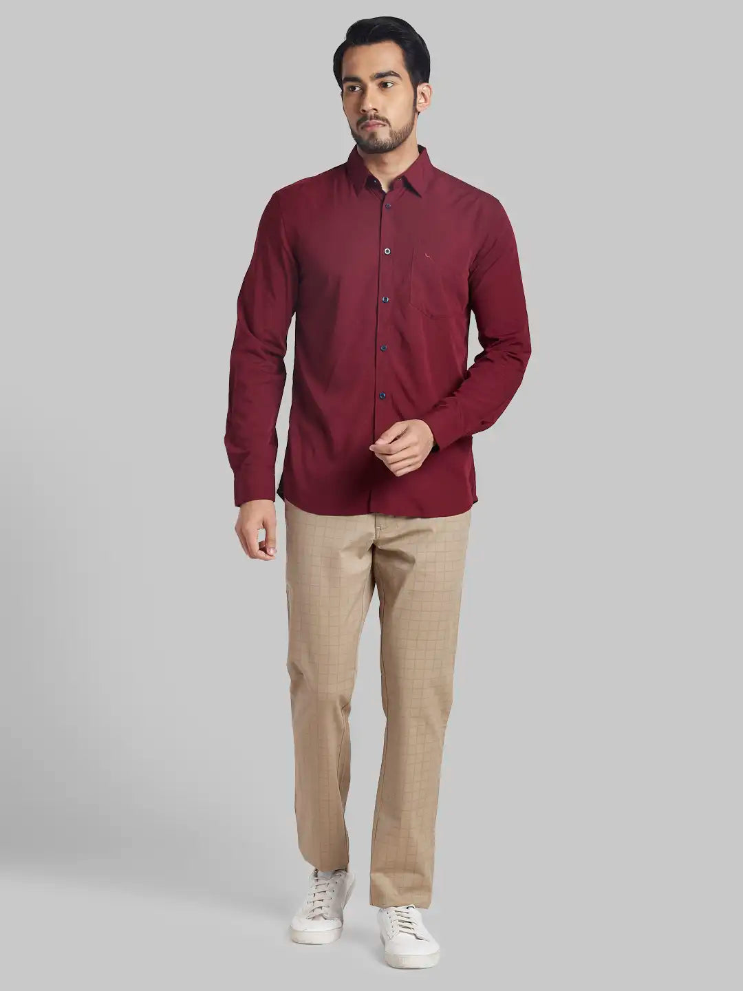 Men Slim Fit Medium Orange Shirt