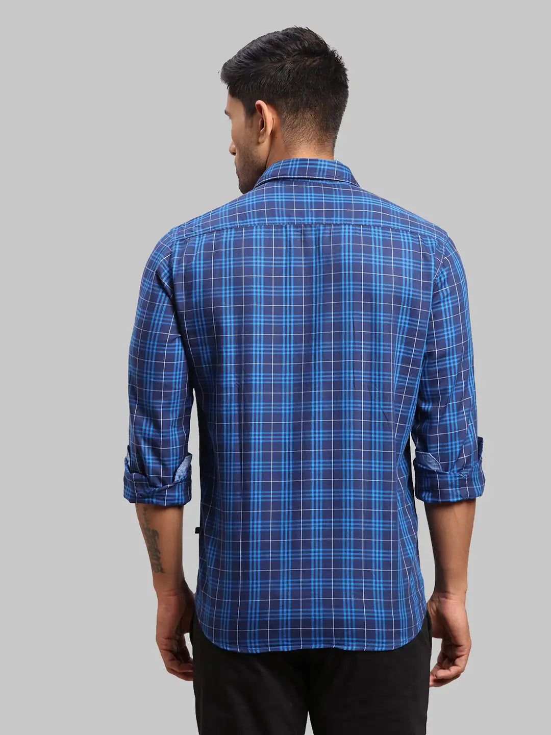 Men Slim Fit Dark Blue Shirt