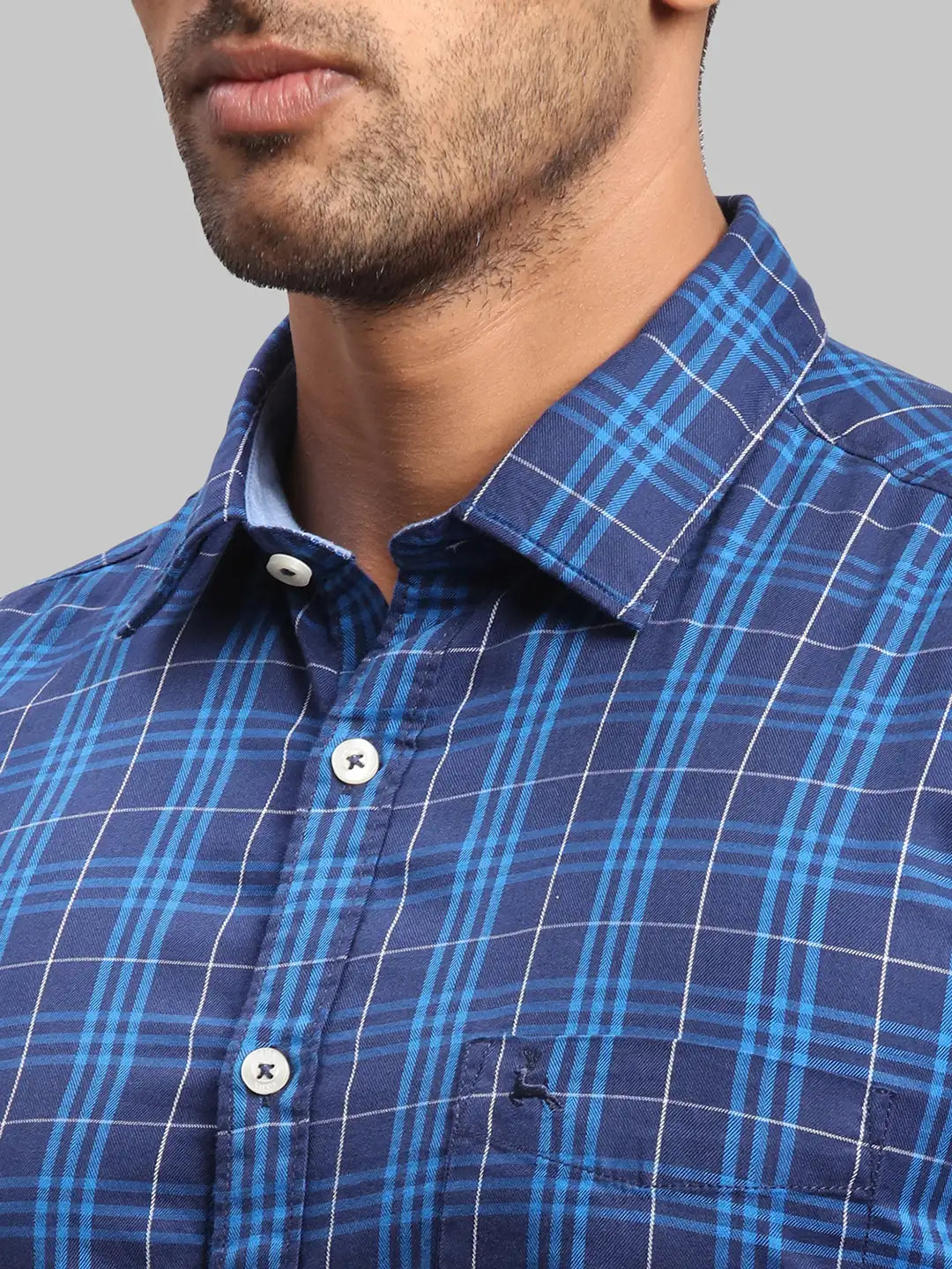 Men Slim Fit Dark Blue Shirt