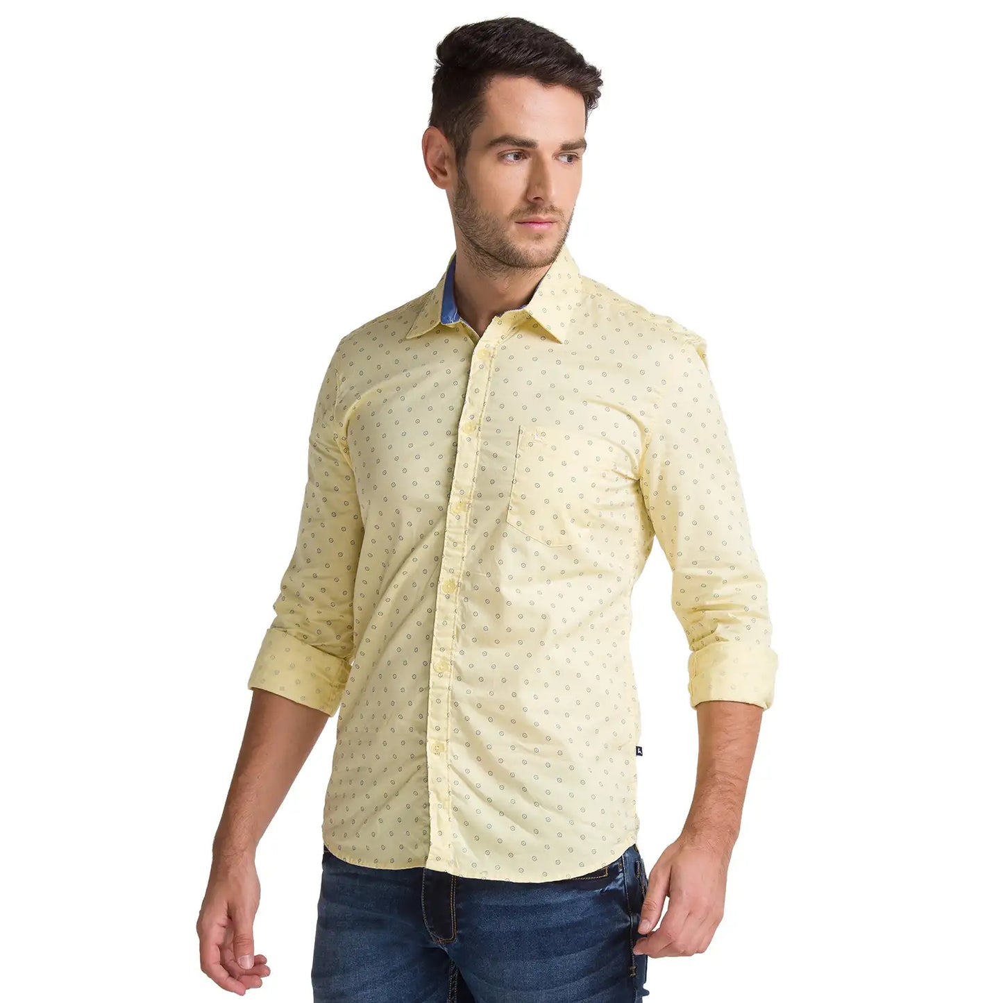 Men Brown Slim Fit Print Cotton Full Sleeve Shirts – MyRaymond