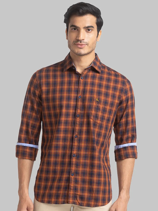 Men Slim Fit Dark Red Shirt