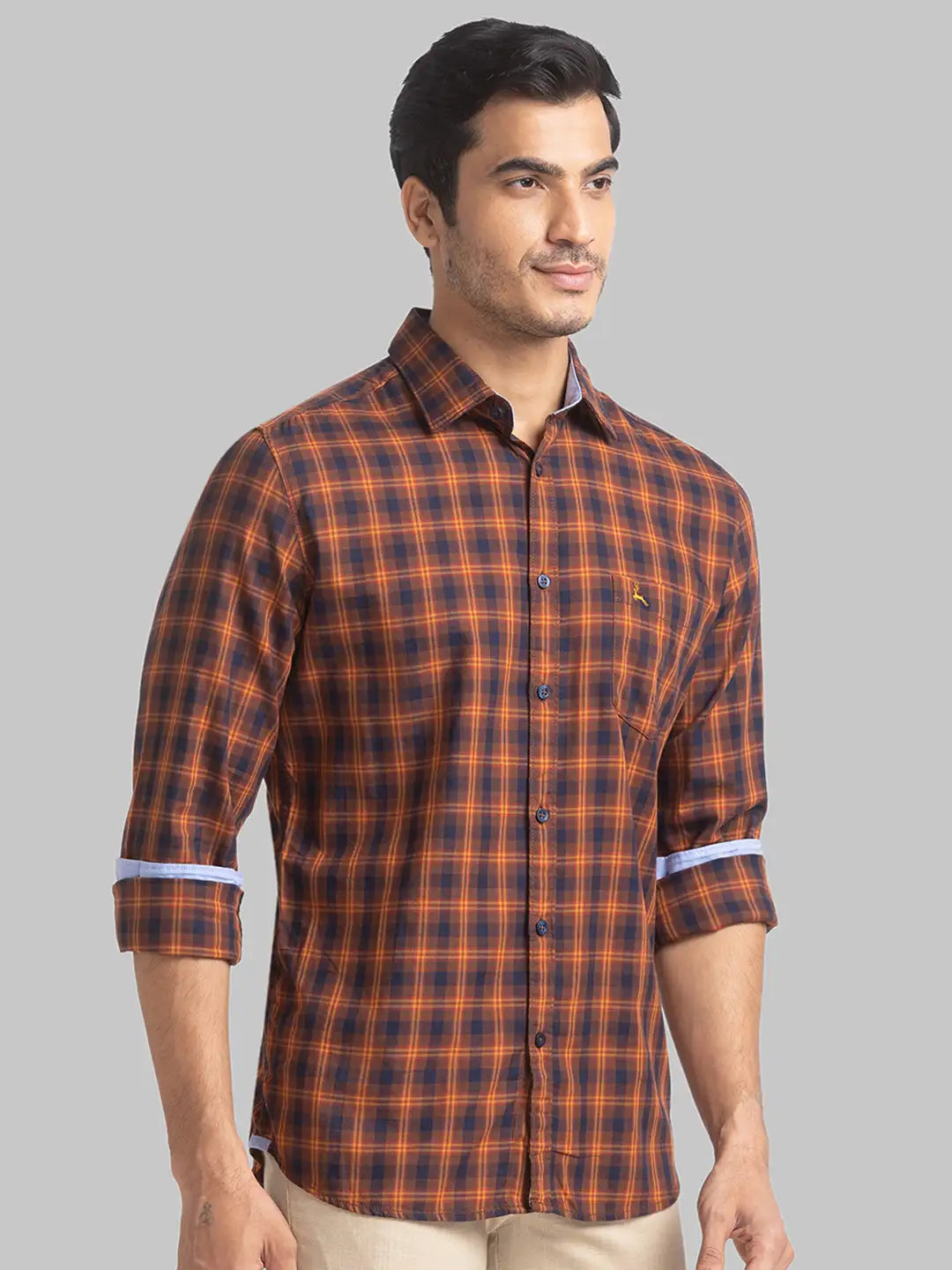 Men Slim Fit Dark Red Shirt