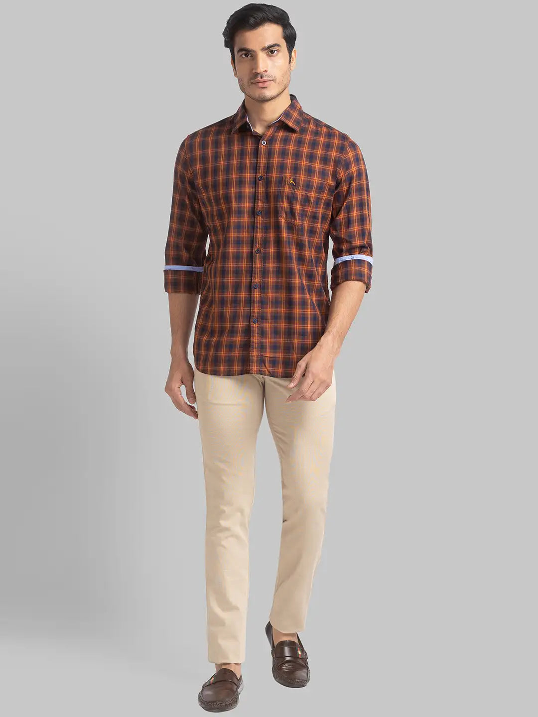 Men Slim Fit Dark Red Shirt