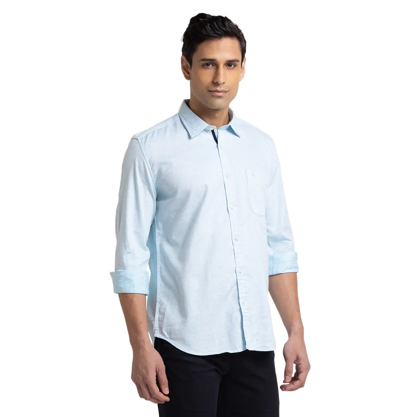 Men Slim Fit Pink Shirt