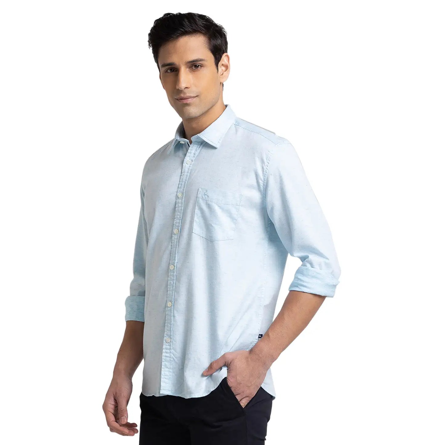 Men Slim Fit Pink Shirt