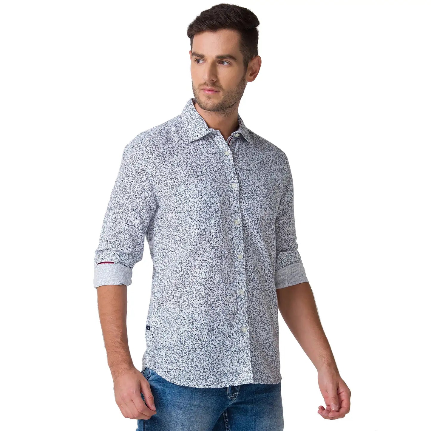 Men Slim Fit Dark Blue Shirt
