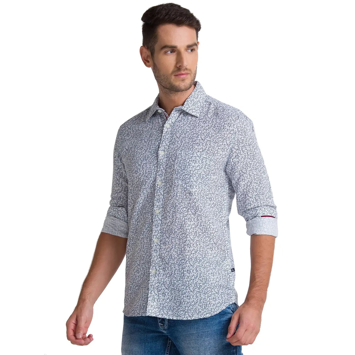 Men Slim Fit Dark Blue Shirt