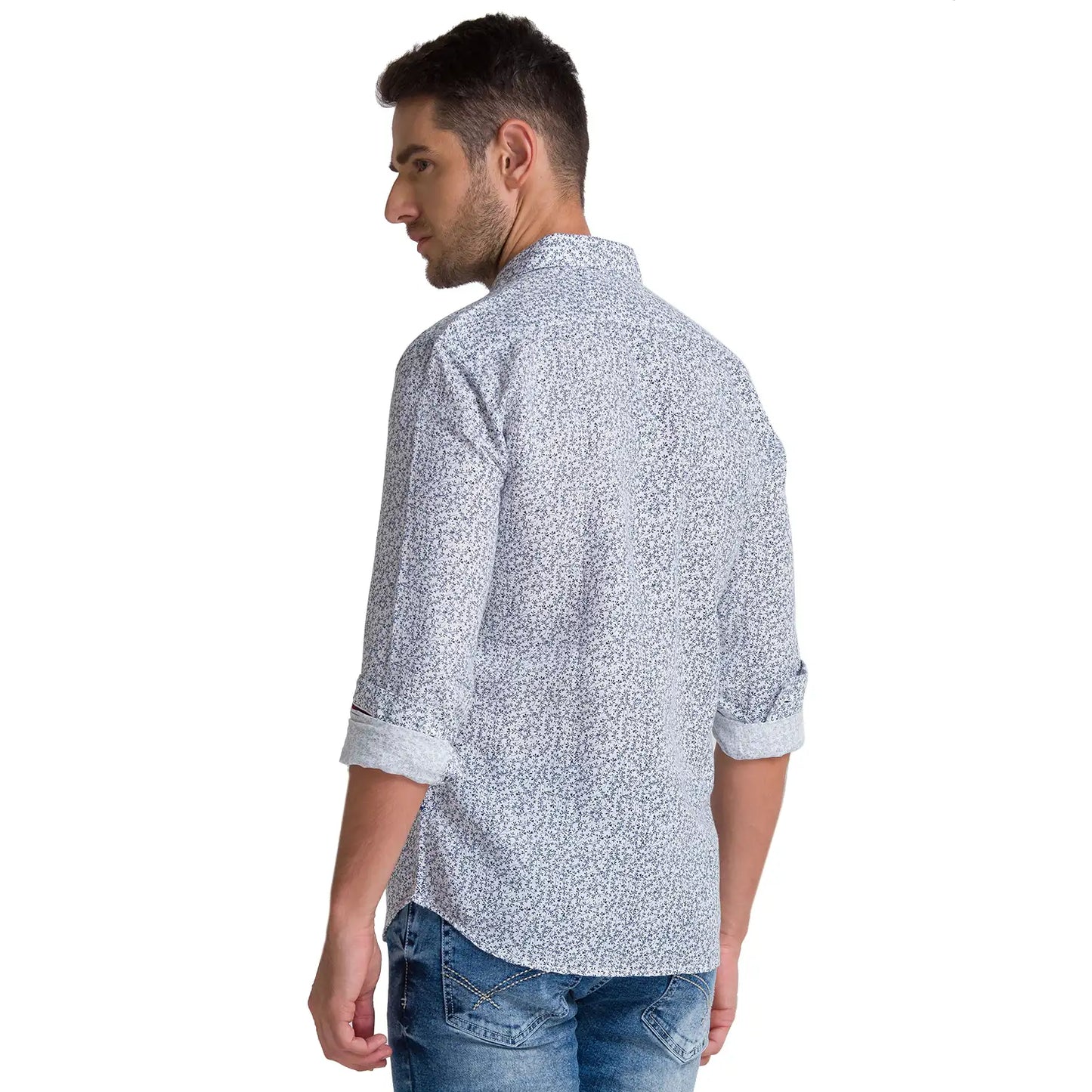 Men Slim Fit Dark Blue Shirt