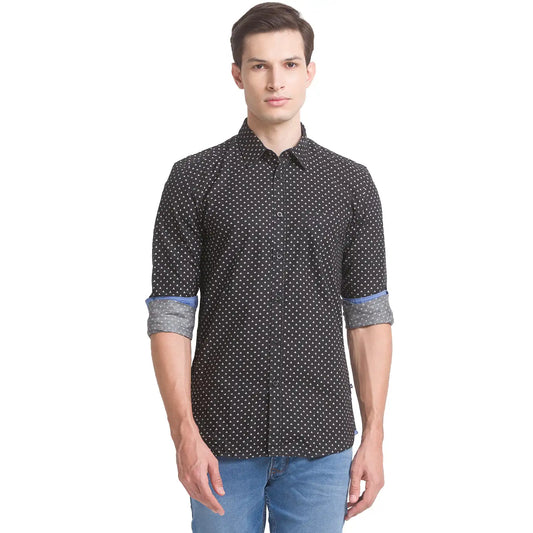 Men Slim Fit Dark Blue Shirt