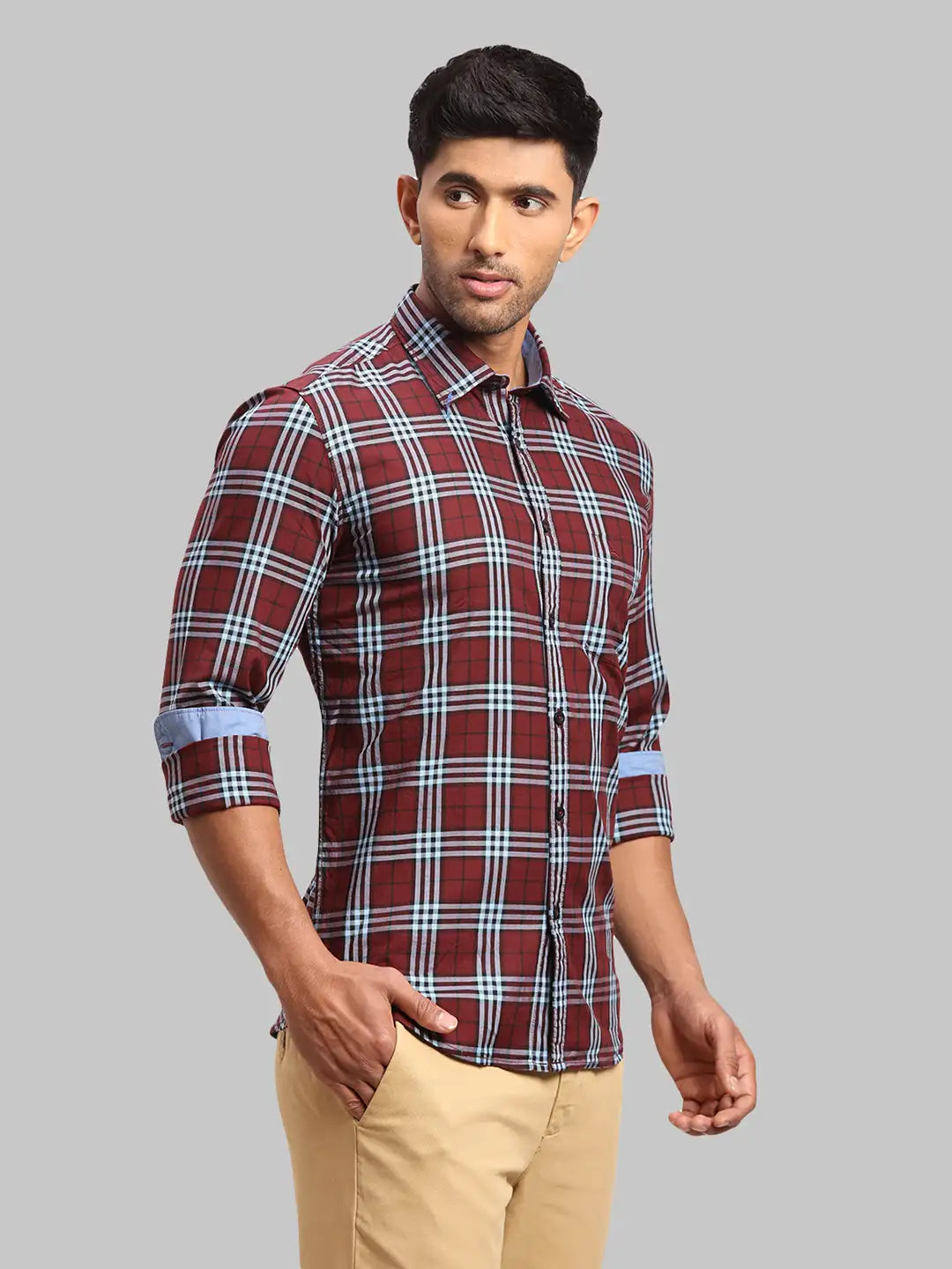 Men Slim Fit Dark Green Shirt