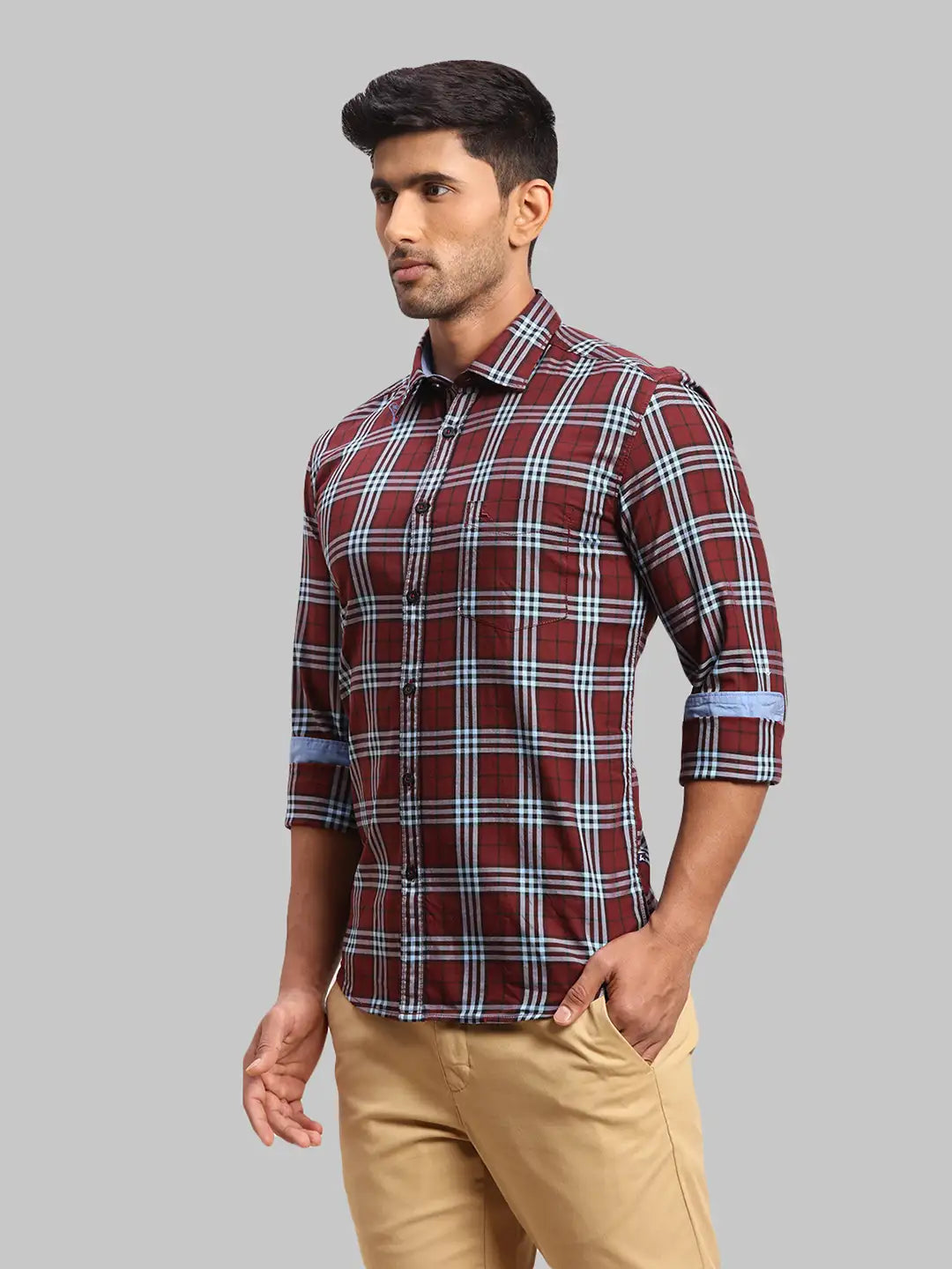 Men Slim Fit Dark Green Shirt