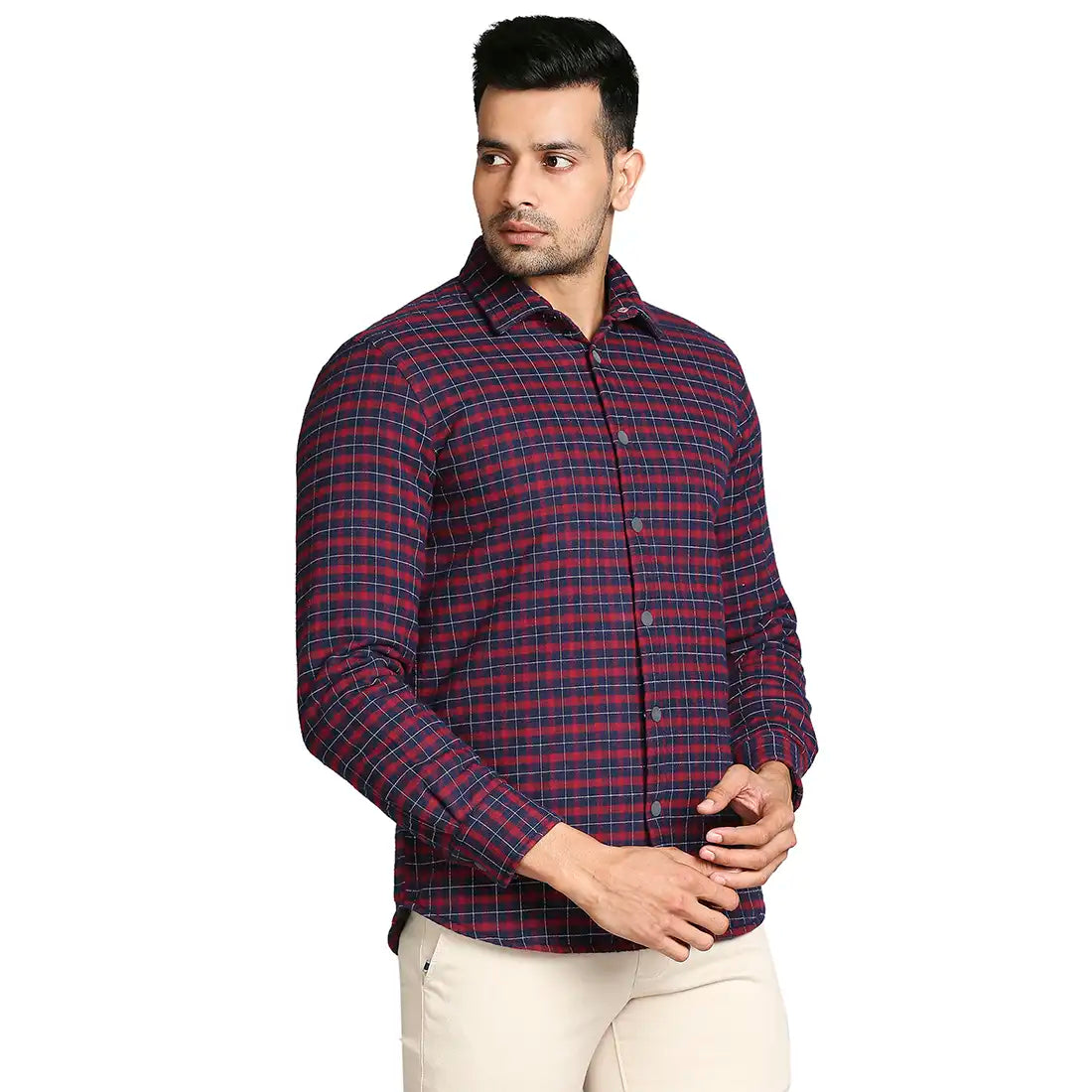 Men Slim Fit Dark Red Shirt