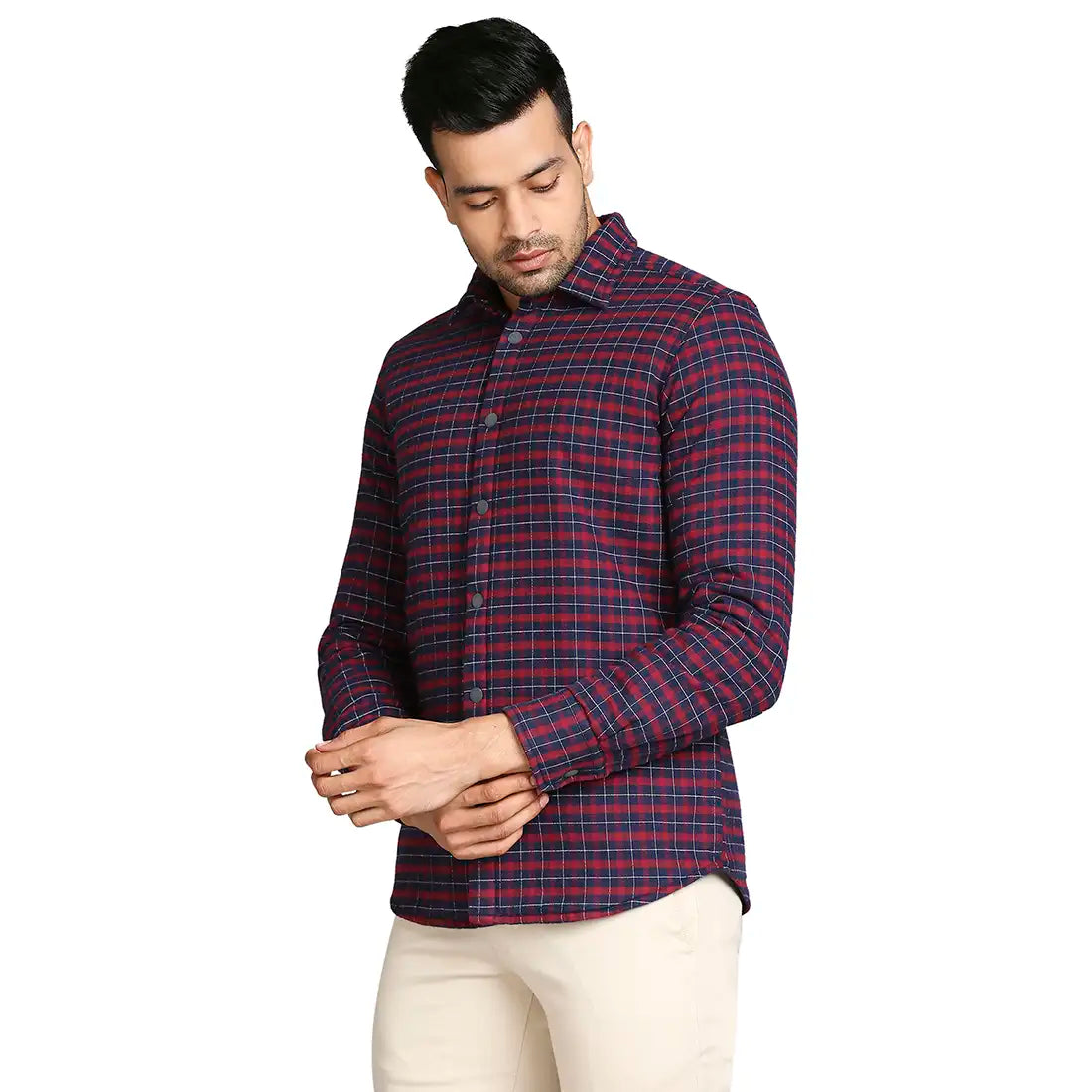 Men Slim Fit Dark Red Shirt